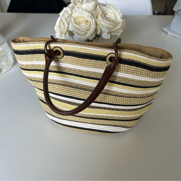 None Handbags - Woven double handle bucket bag